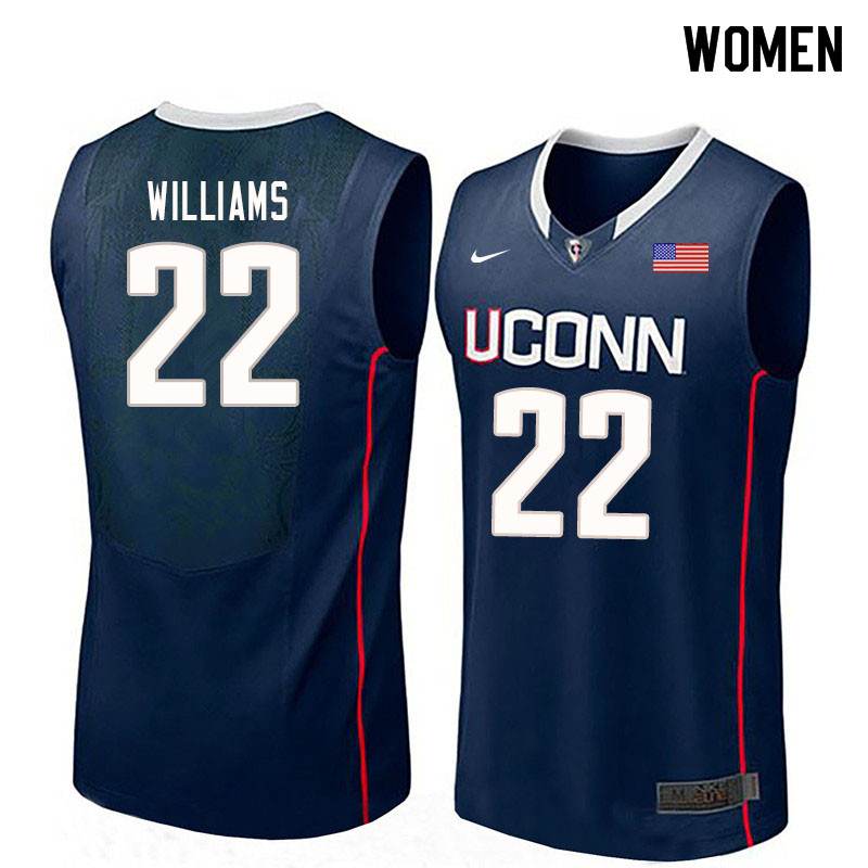 Women #22 Kwintin Williams Uconn Huskies College Basketball Jerseys Sale-Navy